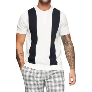 TOPMAN BASEBALL STITCH POLO SHIRT IN WHITE